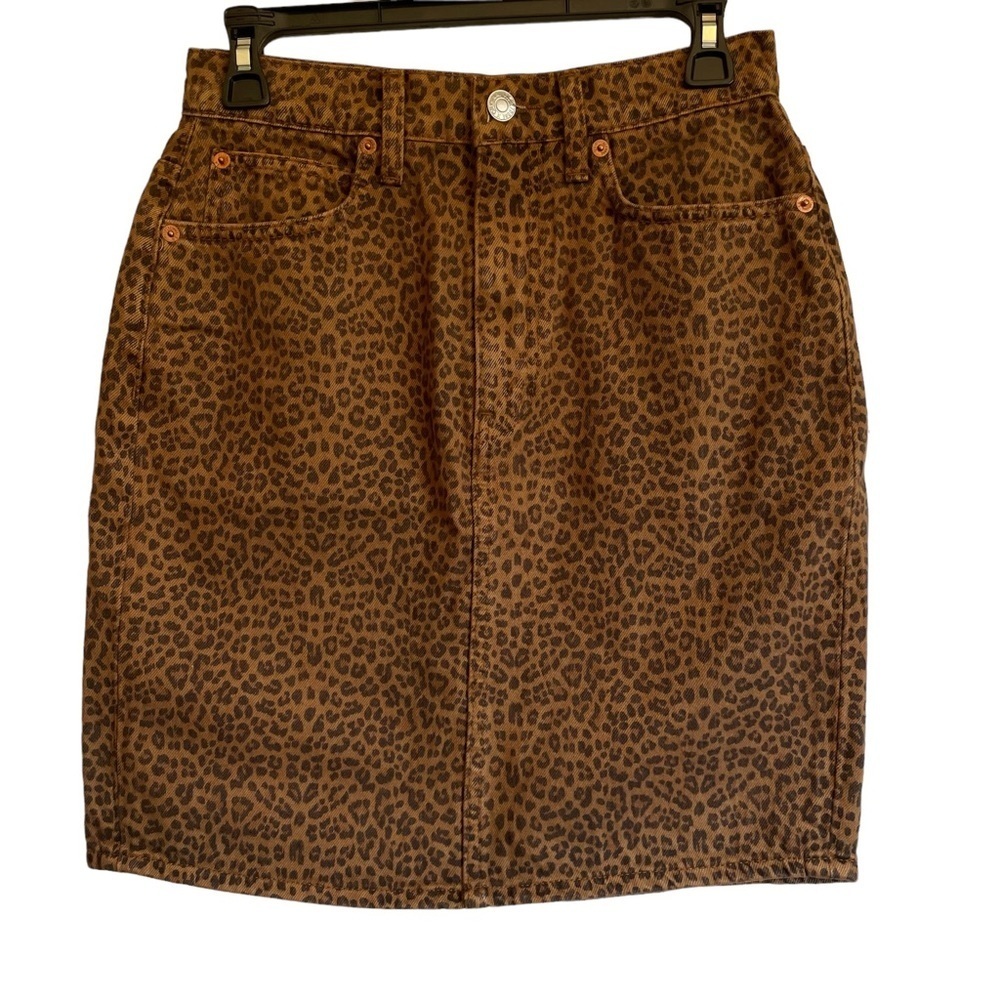 Re/Done Brown Leopard Print Pencil Skirt